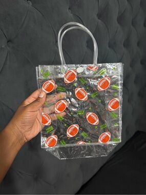 Clear Football Print Party Tote Bag - Orange